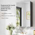 20x28 Inch Medicine Cabinet with Mirror, Aluminum Bathroom Mirror Cabinet, Beveled Edge Mirrored Single Door, Adjustable Shelves, Surface or Recessed Mount Mirrors with Storage,Black