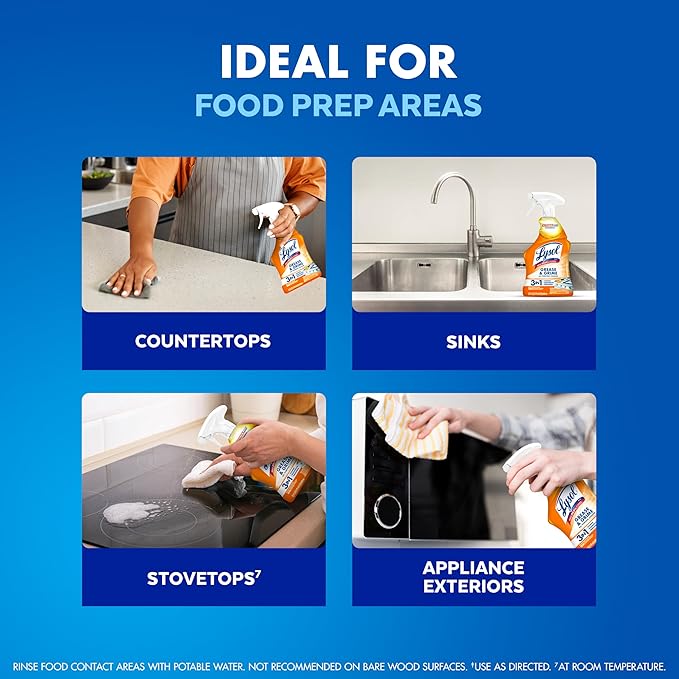 Lysol Pro Kitchen Spray Cleaner and Degreaser, Antibacterial All Purpose Cleaning Spray for Kitchens, Countertops, Ovens, and Appliances, Citrus Scent, 22oz