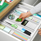 ROYAL CRAFT WOOD Luxury Bamboo Kitchen Drawer Organizer - Silverware Organizer - Utensil Holder and Cutlery Tray with Grooved Drawer Dividers for Flatware and Kitchen Utensils (5 Slot, White)