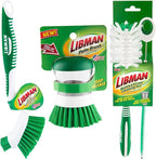 Libman Bottle & Dish Brush Kit | Cleaning Brushes for Kitchen Use | Straw Brush | Scrub Brushes for Dishes | Big Job Kitchen Brush | Palm Scrub Brush | 3 Different Brushes & Straw Cleaner Included