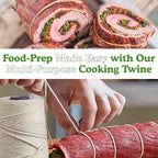 Regency Wraps Butchers Cooking Twine, Heavy Duty, 500 ft,16 Ply, 2.4mm, Food-Safe Cotton Kitchen String for Turkey Trussing, Meat Prep, Crafting, Natural, Pack of 3
