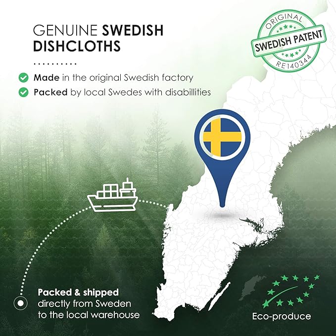 SUPERSCANDI 10 Pack Swedish Dishcloths for Kitchen - 100% Biodegradable & Compostable Reusable Paper Towels Washable, Food-Safe & Without Plastic - Dish Rags Suitable for Any Surface, Apple Green