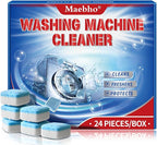 Washing Machine Cleaner Tablets 24 Pack - Deep Cleaning & Descaler for HE Front Load & Top Load Washers, Removes Odor, Residue & Pet Hair, Septic Safe, Eco-Friendly Deodorizer -1 Year Supply