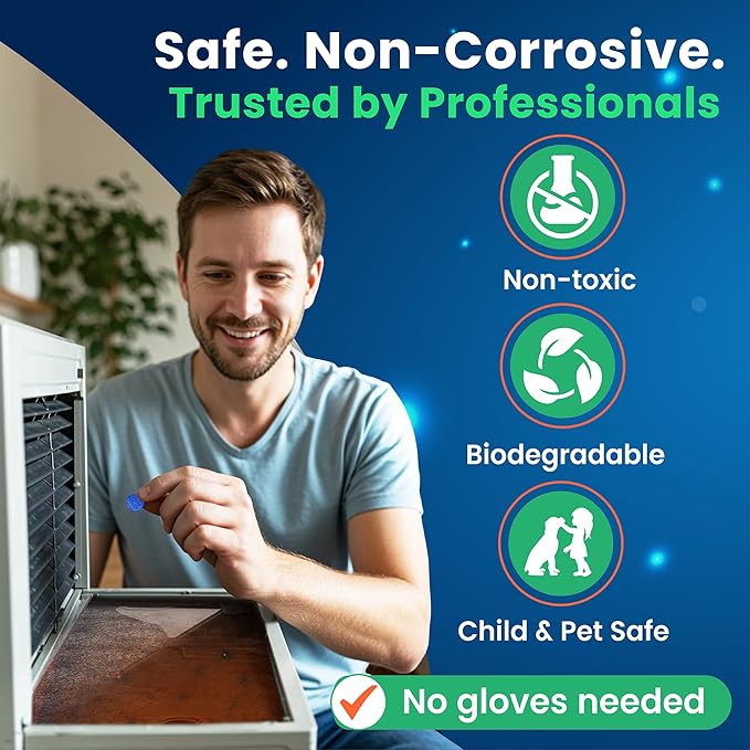 AC Pan Tablets, Commercial-Grade, Gel Lock Tech: Long Lasting, Moisture Activated Slow Release, Non-Corrosive & Safe - No Residue, Pan Treat Tablets (1 Ton, 30 Pack)