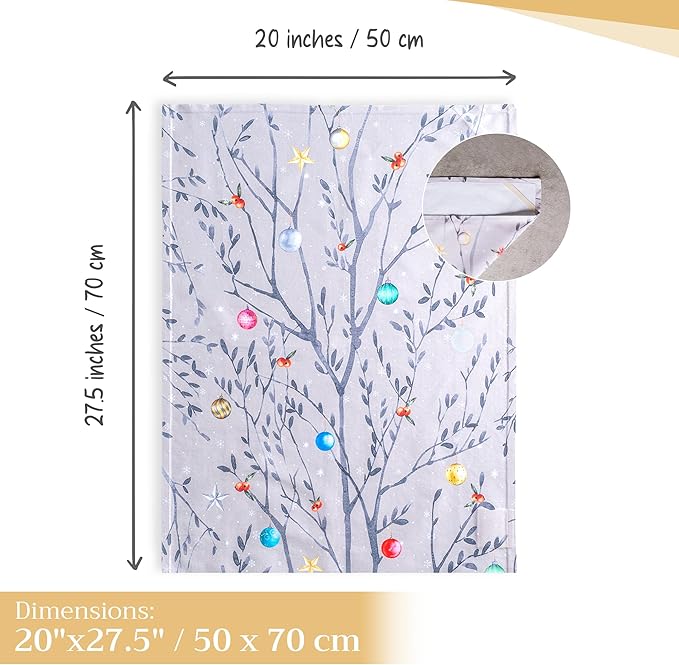 Maison d' Hermine Kitchen Towels Set of 3 100% Cotton 27.50" x 20" Reusable Cloth Tea Dish Towels Absorbent with Hanging Loop for Kitchen, Home, Dining, Cocktail Parties (Fairy Christmas)