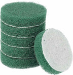 HARFINGTON 6pcs Scrubber Scouring Pads 180 Grits 2 Inch Drill Power Brush Hoop and Loop Surface Conditioning Disc Drill Scuffing Disc Scrub Pads for Home Kitchen Cleaning, Green
