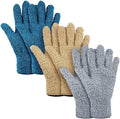 Patelai 3 Pairs Microfiber Plant Dusting Gloves Leaf Cleaning Gloves for Indoor Plants, Blinds, Furniture, House (Dark Blue,Gray,Khaki,Small)