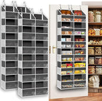 2 Pack Over The Door Organizer 6 Tiers, Extra Large Behind Door Storage of 12 Compartments, 80 lbs Weight Capacity Hanging Storage Organizer with Clear Window Kids Toys,Shoes (6 Tiers - Grey)
