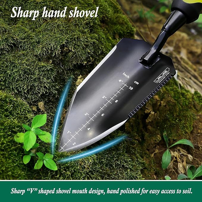 Garden Shovel-Heavy Duty Gardening Hand Trowel, Stainless Steel Garden Trowel with Rubberized Handle, Garden Tool for Soil Planting Digging Transplanting(Hand Trowel) (Yellow Handle)