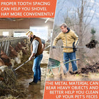 Manure Fork, Manure Fork Replacement Head – Heavy Plastic Horse Manure Fork with 69 Inch Spliced Extension Rod, Long Handle Fork for Hay, Compost, Barn, Horse Stable & Gardening（Black）