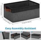 GhvyenntteS Small Fabric Storage Bins 12 Pack, 11.8" x 7.87" x 5.11" Storage Basket with Leather Handles, Closet Storage Bins for Shelves, Storage Baskets for Shelves, DVD Storage (Grey/Black)