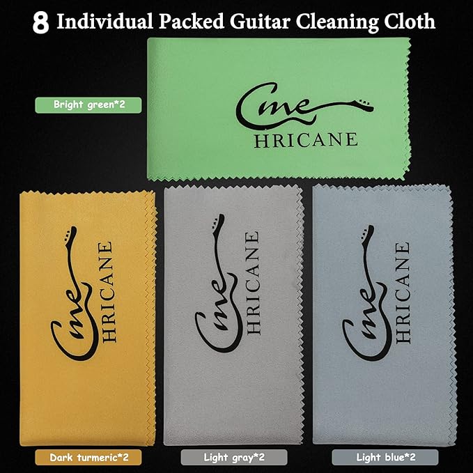 Hricane Guitar Cloths Ultrafine fiber suede (8-Pack 12"x12") Plush Polishing Cloths for Musical Instruments Premium Polishing & Cleaning Cloths for Guitar Violin Piano Clarinet Trumpet Sax Universal