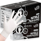 Disposable Nitrile Exam Gloves, 3-mil, Medium, Case of 1000, White Nitrile Gloves Disposable Latex Free for Medical, Cleaning, Cooking & Esthetician, Food-Safe, Powder-Free, Non-Sterile