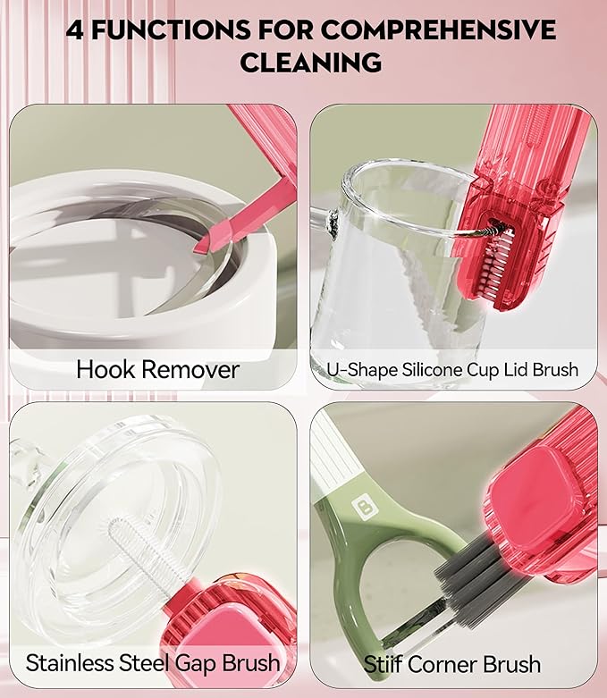 4 in 1 Cup Lid Gap Cleaning Brush, Multifunctional Insulation Bottle Cleaning Tools, Mutipurpose Tiny Silicone Cup Holder Cleaner, Home Kitchen Cleaning Tools