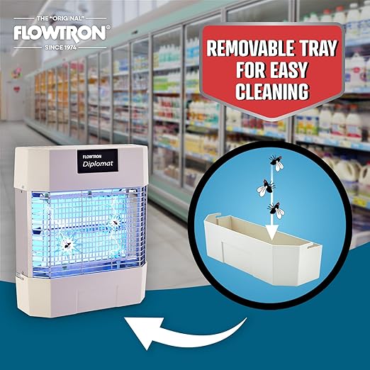 Flowtron Indoor Bug Zapper | Electric Fly & Insect Killer with 80W UV Light, Pheromone Lure Attractant, Shock Kill Grid & Reflector Panels | 1200 Sq Ft for Kitchen, Restaurant & Barn, UL Certified