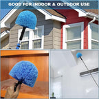 2 Pack Robust Cobweb Duster Head Brush – Superior Twist-On Web Cleaning Tool – Spider Web Remover Brush Compatible with Standard 3/4 Inch Threaded Poles for Outdoor & Indoor Use – Head Only (Blue)