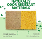 Natural Kitchen Sponges Pack of 18 - Biodegradable Cellulose and Coconut Husk Walnut Scrubbers - Odor Free Non Scratch - Eco Friendly Quick Drying Dishwashing Sponges