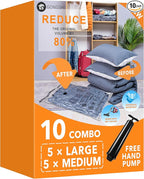 GONGSHI Vacuum Storage Bags, Space Saver Seal Bags For Clothing, Blankets, Comforters, Pillows, Clothes Storage,Travel Luggage.5 L 5 M
