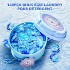 140-Count Laundry Detergent Pacs, 5-in-1 Powerful Clean, Stain Remover, Color Protector, Fabric Care, Deep Hygienic Clean, HE Compatible