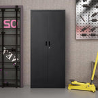 Metal Garage Storage Cabinets,71” Tall Metal File Cabinet with 5 Adjustable Shelves, Lockable Storage Cabinets for Office, Home, Garage, Warehouse 71" H x 31.5" W x 15.8" D (Black)