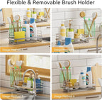 Yofidra Sink Caddy with Stone Drying Tray: Stainless Steel Soap Dispenser Kitchen Sink Organizer Set, Sponge Holder Counter Accessories Decor for Kitchen Organizers and Storage 8.1x3.5x4.5 in Sliver