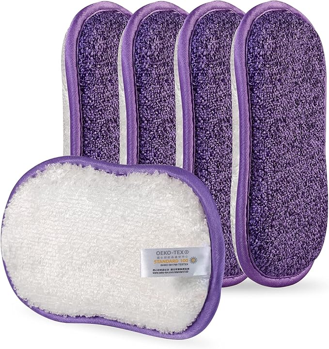 Kitchen Dish Sponge Scrubber Non Scratch, Dishcloth No Odor Reusable Washable Multipurpose Scrub Pads Sponges Heavy Duty for Dawn Dish Soap Cleaning of Sink Pans