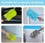 Zubebe 6 Pcs Duster Refill Reusable Fleece Duster Refills Feather Flat Dusters Multi Surface Washable Cleaning Pads Tools for Home, Blinds, Car, Pet, Furniture, Fans (Blue,Green,Grey)