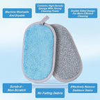 Dual-Sided Multi-Purpose Scrub Sponges, Non-Scratch Dishwashing Sponges for Kitchen, Reusable Microfiber Sponge for Efficiently Cleaning Dishes, High Density Sponge Inside (6 Pack, Medium 3 Color)