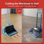 Upgrade Broom and Dustpan Set, Broom with Dustpan Combo Sets, Large Brooms and Dust Pan with Handle, Self-Cleaning Dust Pans, Heavy Duty Broom and Dustpans Set for Lobby Kitchen Office - Green