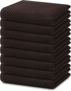 Homaxy 100% Cotton Waffle Weave Kitchen Dish Towels, Ultra Soft Absorbent Quick Drying Cleaning Towel, 13 x 28 Inches, 8-Pack, Dark Brown