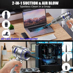 Portable Car Vacuum - 22000PA Cars Vacuum Cleaner High Power 4 in 1 Compressed Air Duster & Air Blower & Pump Hand Held Vacuums Cordless with Brushless Motor for Car Home Office Blue