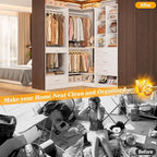 Homieasy Closet System Organizer with Drawers, Pants Rack, Cube Storage and Hanging Area – Wardrobe Organizer with Hanging Rods, Shoe Storage & Anti-Tip Kit – Expandable and Easy to Install, White