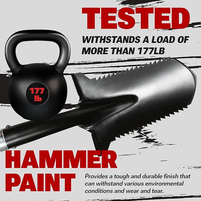 CKG Carbon Metal Detecting Shovel Digging Tool with Double Serrated Blade – Lightweight Digger Garden Root Cutter, Spade Professional Metal Detector Accessories, Single