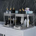 Under Sink Organizer 2 Pack，Bathroom Cabinet Organizer，2 Tier Sliding Cabinet Basket Organizer Drawer, Multi-Purpose Bath Collection Baskets for Bathroom (Grey)