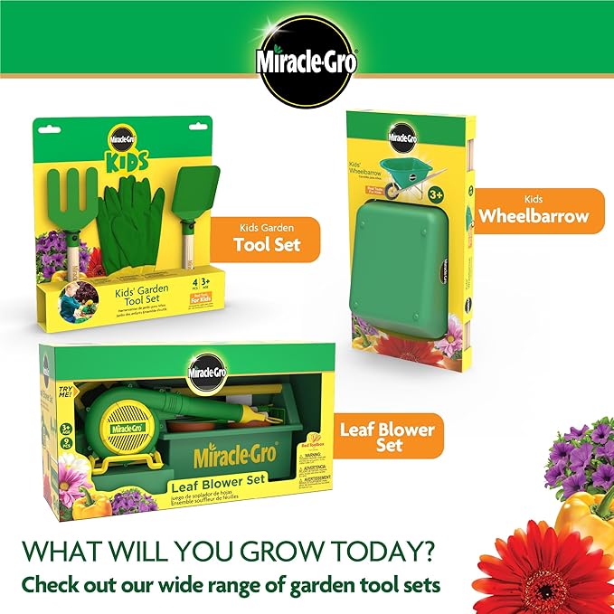 Red Toolbox Miracle-GRO 3 Piece Hand Garden Toolset for Kids Age 3+ with Hand Trowel, Hand Fork and a Hand Rake
