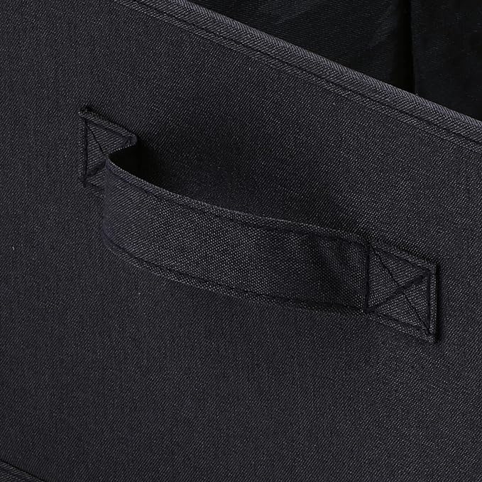 HOONEX Storage Bins with Lids for Organizing, Pack of 2, Storage Boxes with 2 Carrying Handles and Sturdy Heavy Cardboard, 16.5" L x 11.8" W x 7.5" H for Shoes, Books, Clothes, Black