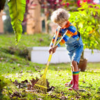 2Pcs Kids Rake Garden Tool Set Toy,Child Size Lawn Small Rakes and Garden for Leaves,Wooden Gardening Toy Rakes with Detachable Handles Outdoor Toys Gift for Boys and Girls (Green+Yellow)