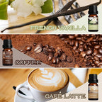 SALKING Coffee Shop Fragrance Oils Set, Premium Essential Oils Set for Diffuser, Scented Oil for Soap & Candle Making - Blueberry Pancakes, Coffee, Café Latte, Hot Chocolate, French Vanilla, Black Tea