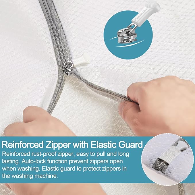 Polecasa 3Pcs Premium 125g Diamond Mesh Laundry Bags, 2 Jumbo 24 x 24 Inches Durable Laundry Wash Bags with Sturdy Zipper