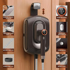 Newbealer 2In1 Pro Steam Station Iron, 1550W Turbo 3-level Steam & 3 Dry Heat Modes for Clothes, 30s Heat Up, 1.2L Tank, Auto-Off, Self Cleaning, Innovative Storage for Home & Hotel (Brown)