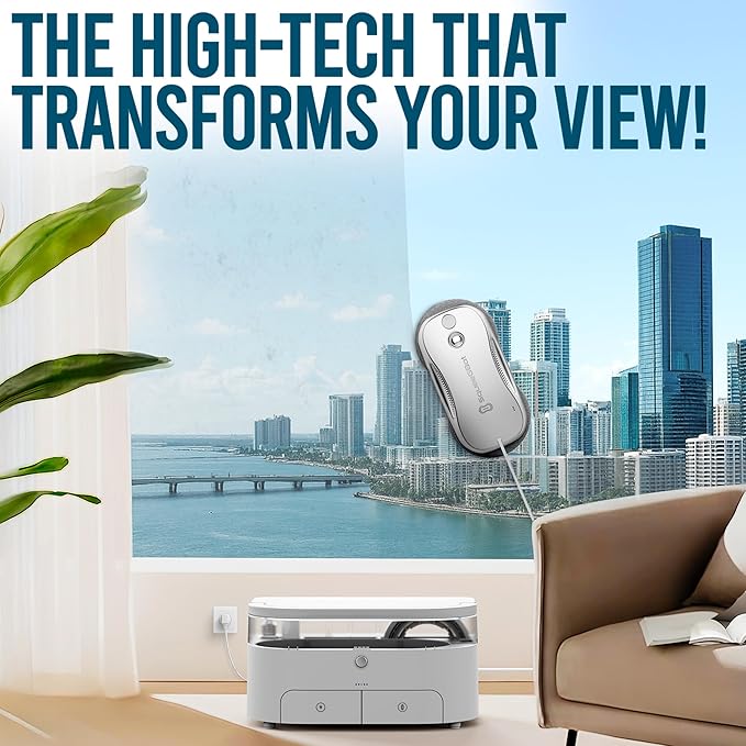 SqueeGBot Window Cleaning Robot Ideal for Panoramic Windows, Tiles, Mirrors, Robot Windows Cleaner with Intelligent AI 5.0 Navigation, Electric Window Cleaner Water Spraying, up to 5300 Pa