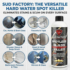 Sud Factory Hard Water Spot Remover for Glass Spotless X2 - Removes Water Stains from Shower Doors, Car Windows, Windshields - Professional Strength 16oz