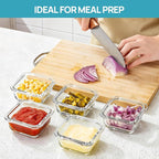 Vtopmart 5Pack 5oz Small Glass Storage Containers with Lids, Glass Meal Prep Food and Sauce Container Sets with Snap Airtight Lids for Microwave, Oven, Freezer and Dishwasher, Grey