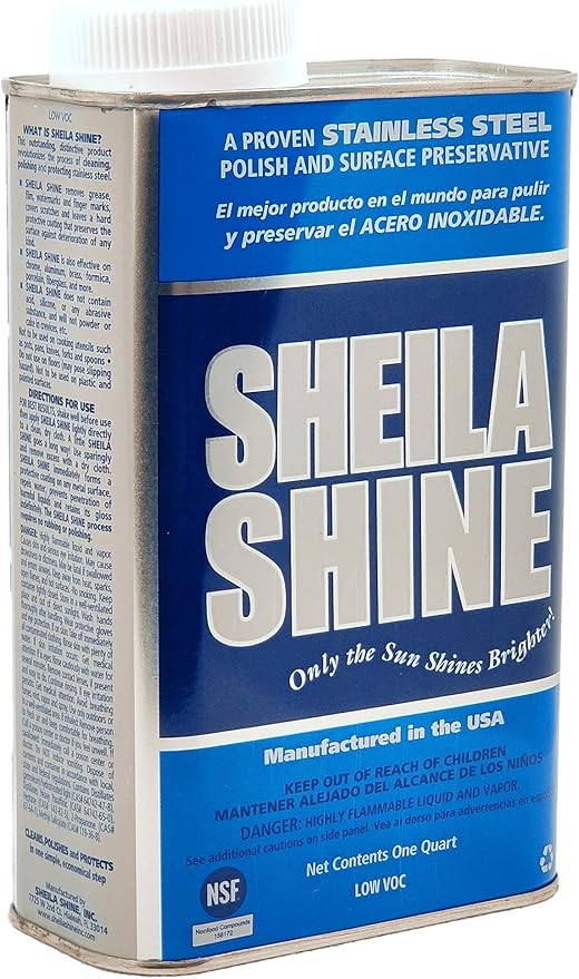 Sheila Shine 1 Gal. Can Low Voc Stainless Steel Cleaner and Polish, Protects Household Kitchen Surfaces, Removes Grease, Fingerprint & Watermarks, Stainless Steel Cleaner for Appliances, Fridge & Oven
