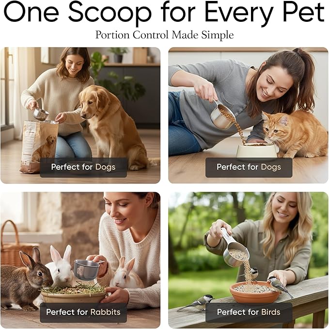 Color Up ⅓ Cup Pet Food Scoop – Stainless Steel Dog Food Scoop Cup – Rust-Resistant, Durable Measuring Scoop for Dogs, Cats, Birds & Rabbits – Ideal for Dry Food & Treats
