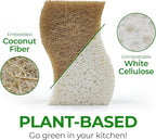 Natural Kitchen Sponges (12 Pack) - Biodegradable Cellulose & Coconut Scrubber Dish Sponges for Kitchen - Eco-Friendly, Non Scratch, Compostable, Non Toxic S-Shaped Natural Sponges for Dishes