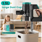 Cordless Vacuum Cleaner, Stick Vacuum with Powerful Suction, 45Mins Runtime Vacuum Cleaners for Home, Anti-tangle and 1.5L Dust Cup, 6 in 1 Lightweight Vacuum for Hardwood Floor Carpet Pet Hair