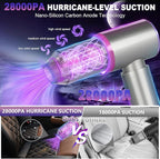 7-In-1 US-Designed Car Vacuum Portable Cordless【Powerful Brushless Motor | 28,000 Pa Suction】【5.0 Graphene Battery|Lasting Endurance】Handheld Vacuum Cordless Car for Home Officeand Pet Hair (Silver)