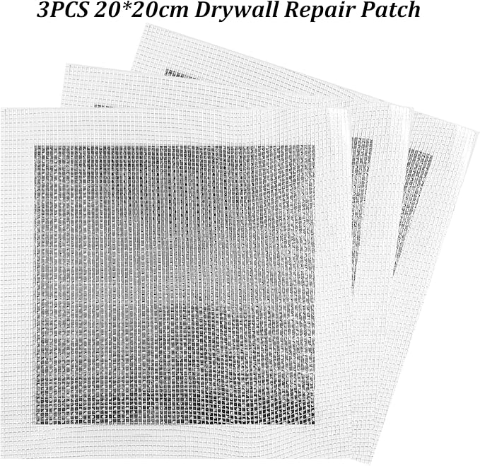3 Pieces 7.87 Inch Wall Patch Repair, Drywall Repair Patch Self Adhesive Drywall Patch and Fiberglass Repair Kit, Heavy Duty Dry Wall Hole Repair Patch for Drywall Plasterboard (20 * 20 cm)