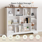 10 Cube Storage Bookcase, Modern 3-Tier Wooden Storage Organizer Open Bookshelf with Base for Living Room, Bedroom, Home Office
